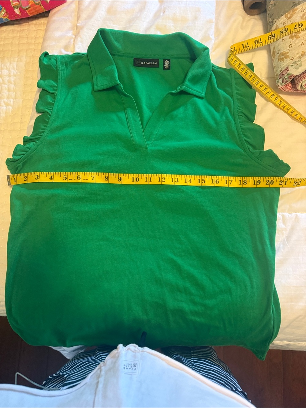 Ralph Lauren Green Ruffle Sleeve Polo Top - Picture 4 of 5